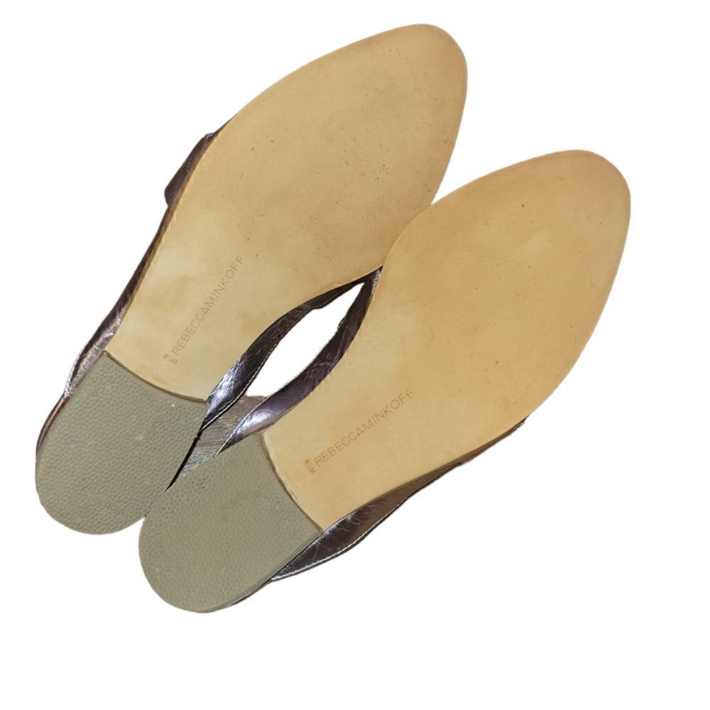Rebecca Minkoff Mika Metallic Leather Mules Loafer Slides 8.5 w Dust Bag - Picture 9 of 16